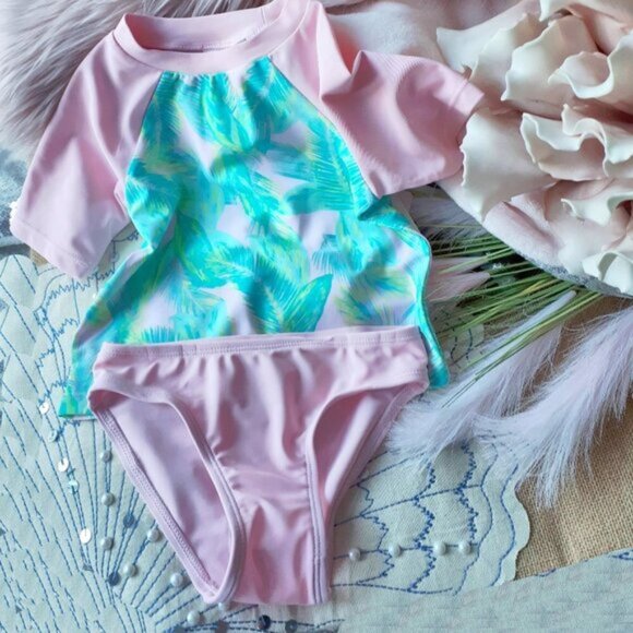 NWT Floatimini pink & blue 2 piece rashguard set - Picture 2 of 13